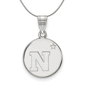 Sterling Silver U.S. Navy Medium Disc Pendant Necklace - 20 Inch